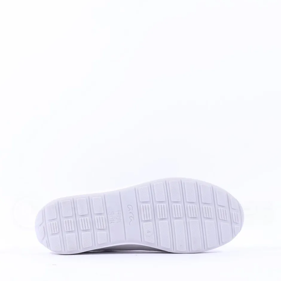 Women Ara Osaka Side Zip Ribbon Lace Trainer - White Silver