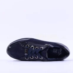 Women Ara Osaka Side Zip Ribbon Lace Trainer - Navy Shimmer