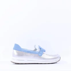 Women Ara Osaka Slip On Buckle Wedge - Silver Ice