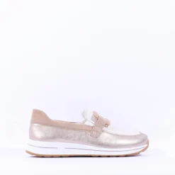Women Ara Osaka Slip On Buckle Wedge - Beige Gold