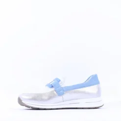 Women Ara Osaka Slip On Buckle Wedge - Silver Ice