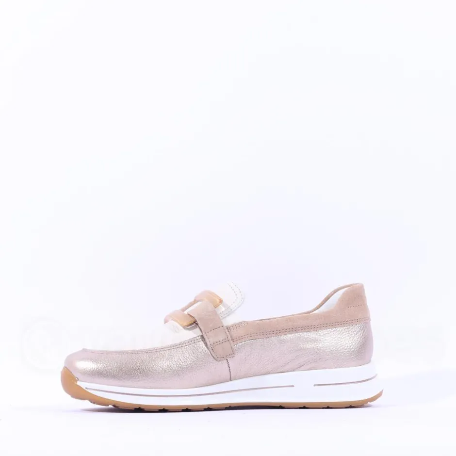 Women Ara Osaka Slip On Buckle Wedge - Beige Gold