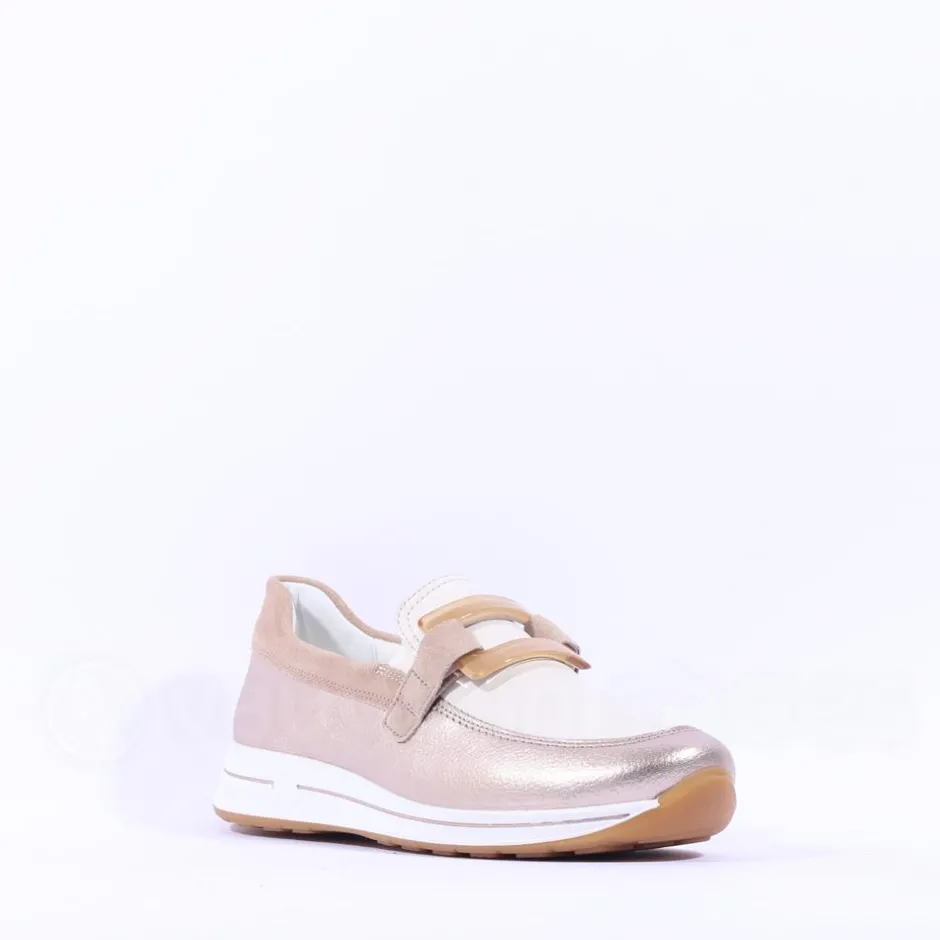Women Ara Osaka Slip On Buckle Wedge - Beige Gold