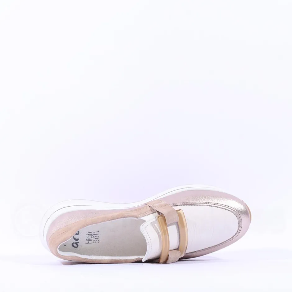Women Ara Osaka Slip On Buckle Wedge - Beige Gold