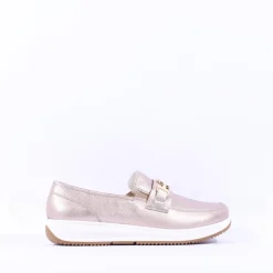 Women Ara Osaka Slip On Link Wedge - Gold Leather