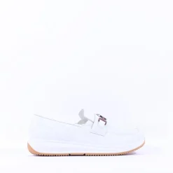 Women Ara Osaka Slip On Link Wedge - White Gold Leather