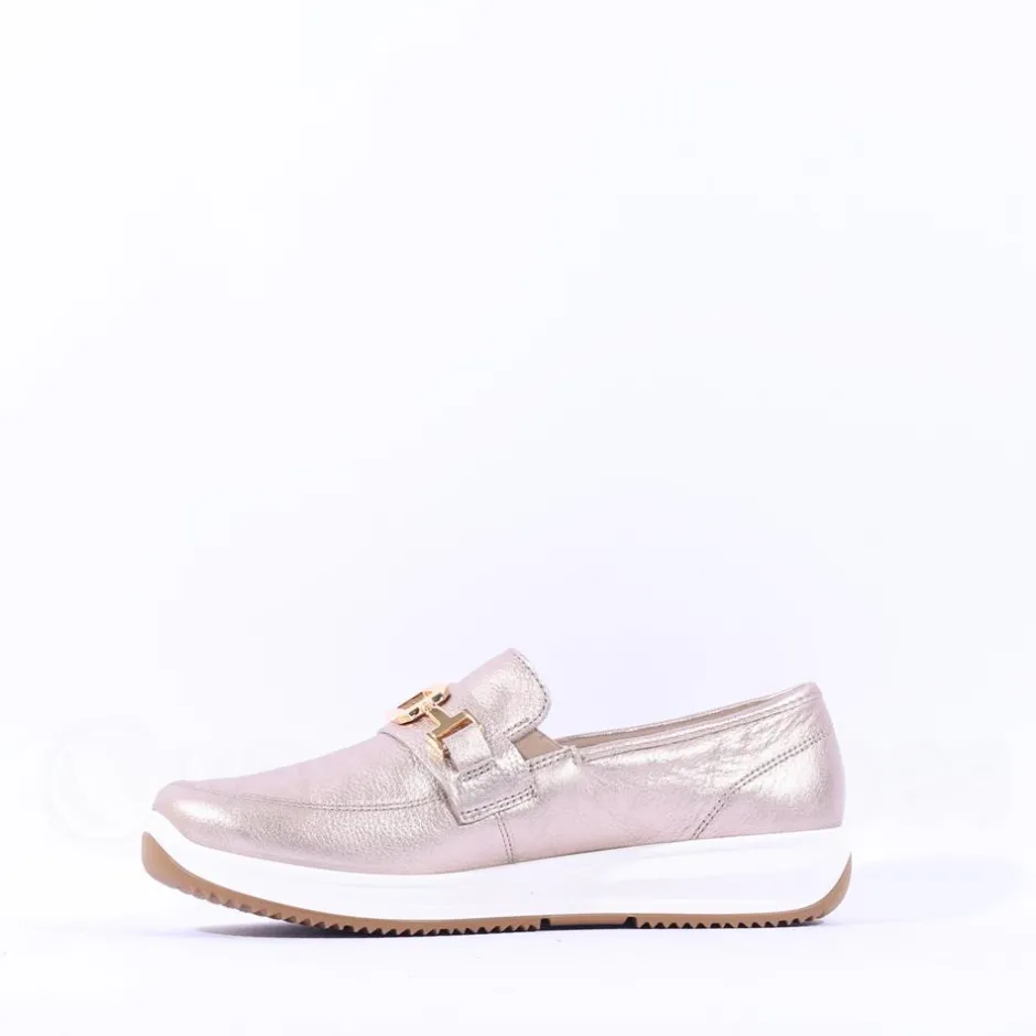 Women Ara Osaka Slip On Link Wedge - Gold Leather
