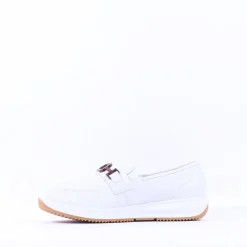 Women Ara Osaka Slip On Link Wedge - White Gold Leather