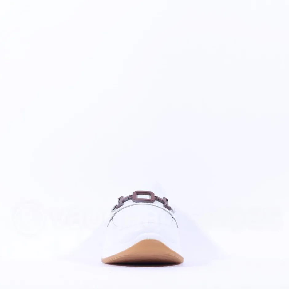 Women Ara Osaka Slip On Link Wedge - White Gold Leather