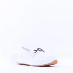Women Ara Osaka Slip On Link Wedge - White Gold Leather