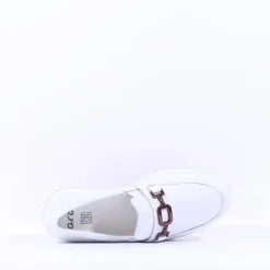 Women Ara Osaka Slip On Link Wedge - White Gold Leather