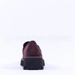Women Ara Oxford Chunky Sole Square Loafer - Burgundy Suede