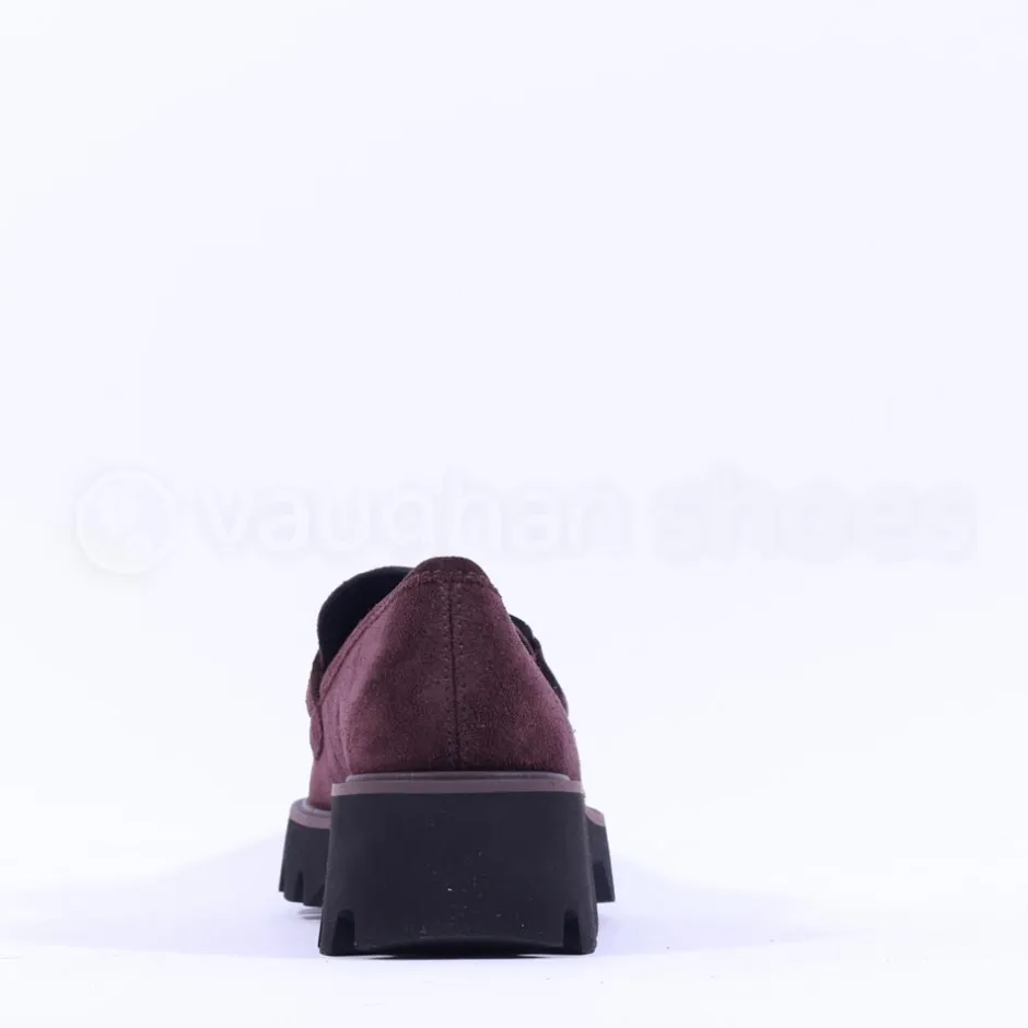 Women Ara Oxford Chunky Sole Square Loafer - Burgundy Suede