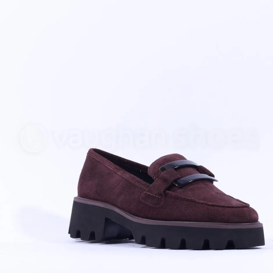 Women Ara Oxford Chunky Sole Square Loafer - Burgundy Suede
