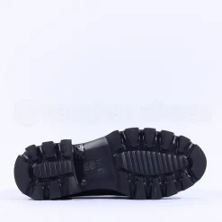 Women Ara Oxford Chunky Sole Square Loafer - Black Leather