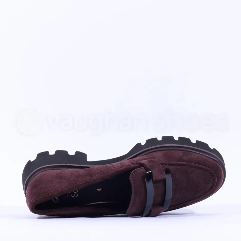 Women Ara Oxford Chunky Sole Square Loafer - Burgundy Suede