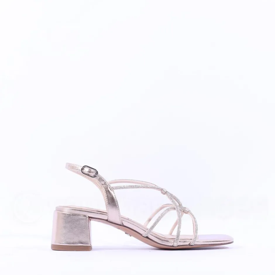 Women Tamaris Paola Strappy Block Heel Sandal - Gold
