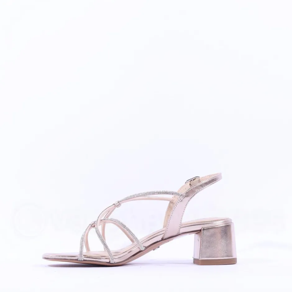 Women Tamaris Paola Strappy Block Heel Sandal - Gold