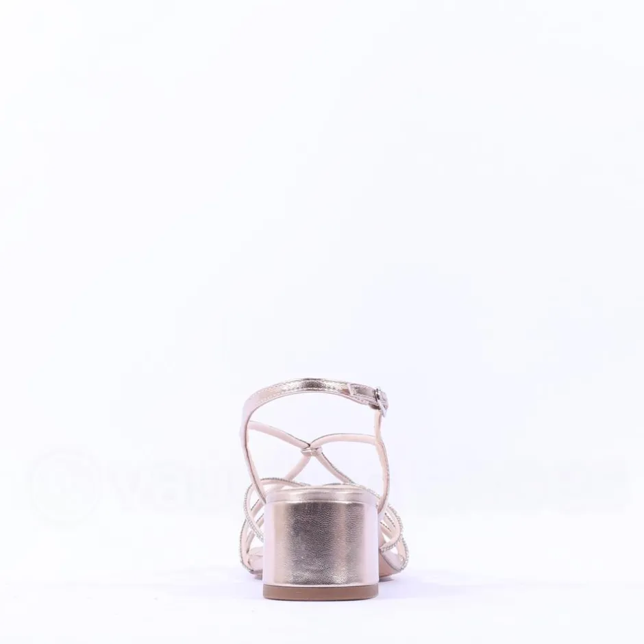 Women Tamaris Paola Strappy Block Heel Sandal - Gold