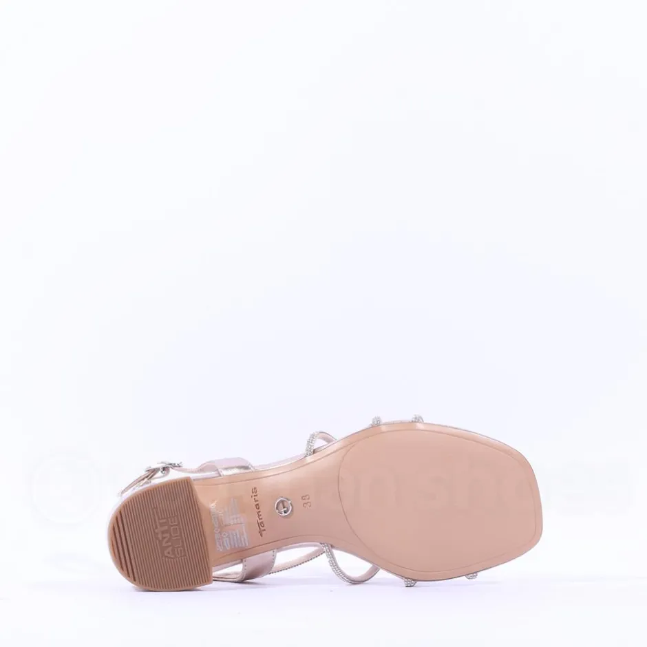 Women Tamaris Paola Strappy Block Heel Sandal - Gold