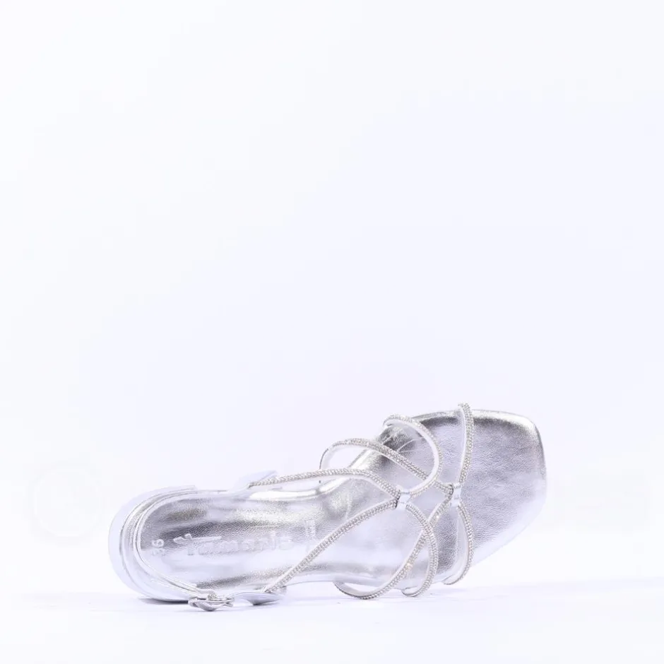 Women Tamaris Paola Strappy Block Heel Sandal - Silver