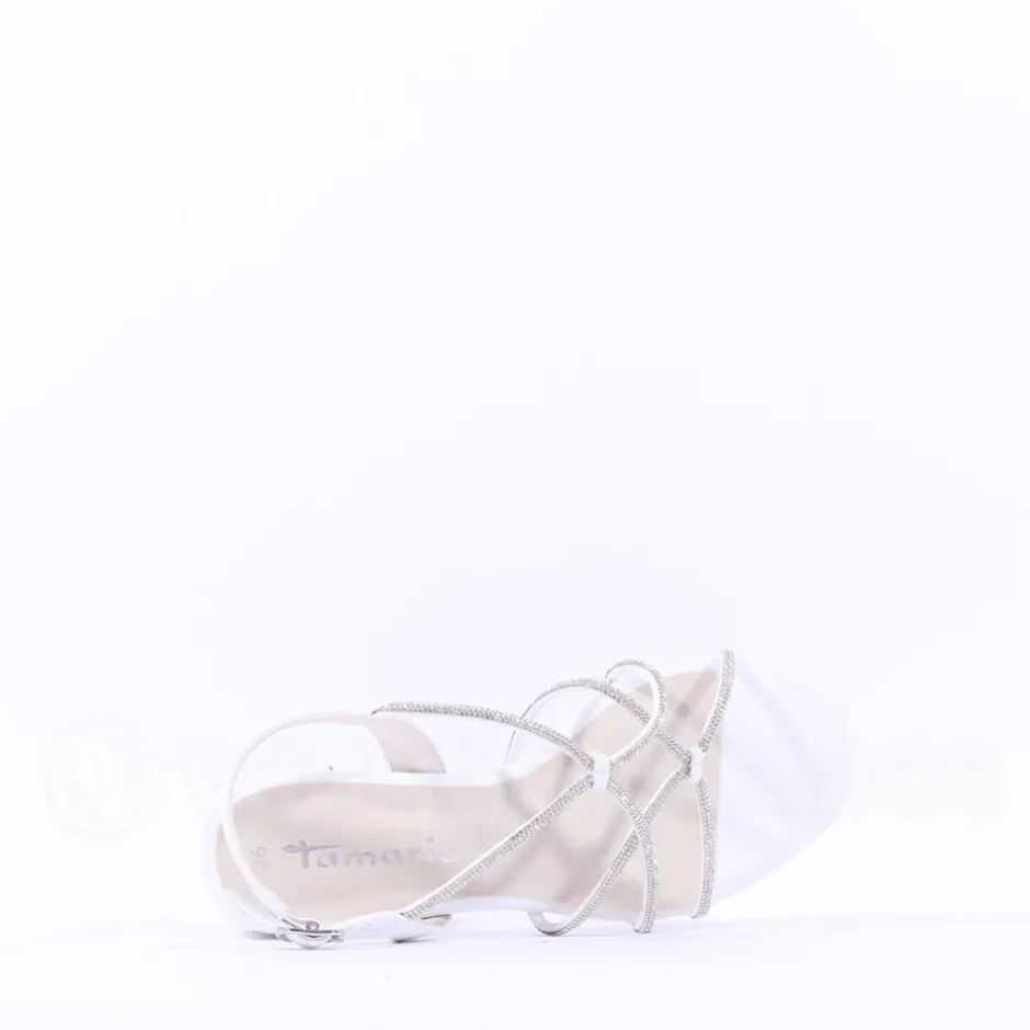 Women Tamaris Paola Strappy Block Heel Sandal - White