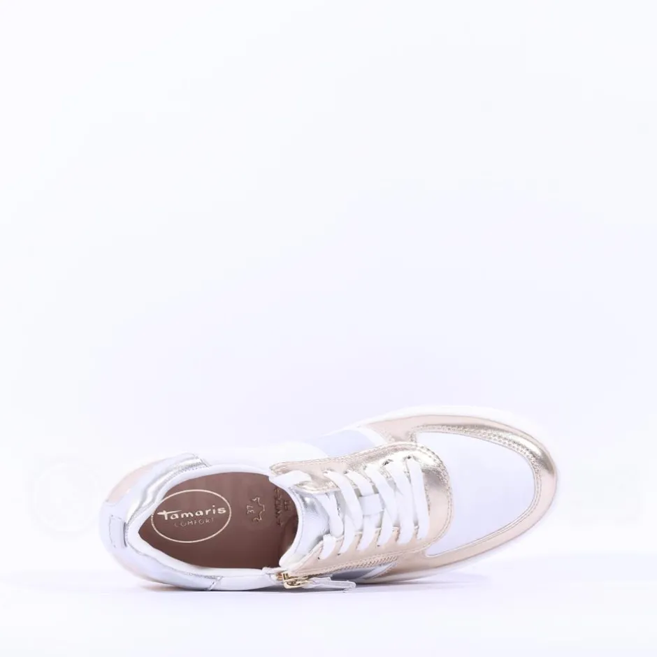 Women Tamaris Patrizia Platform Trainer - Gold Silver