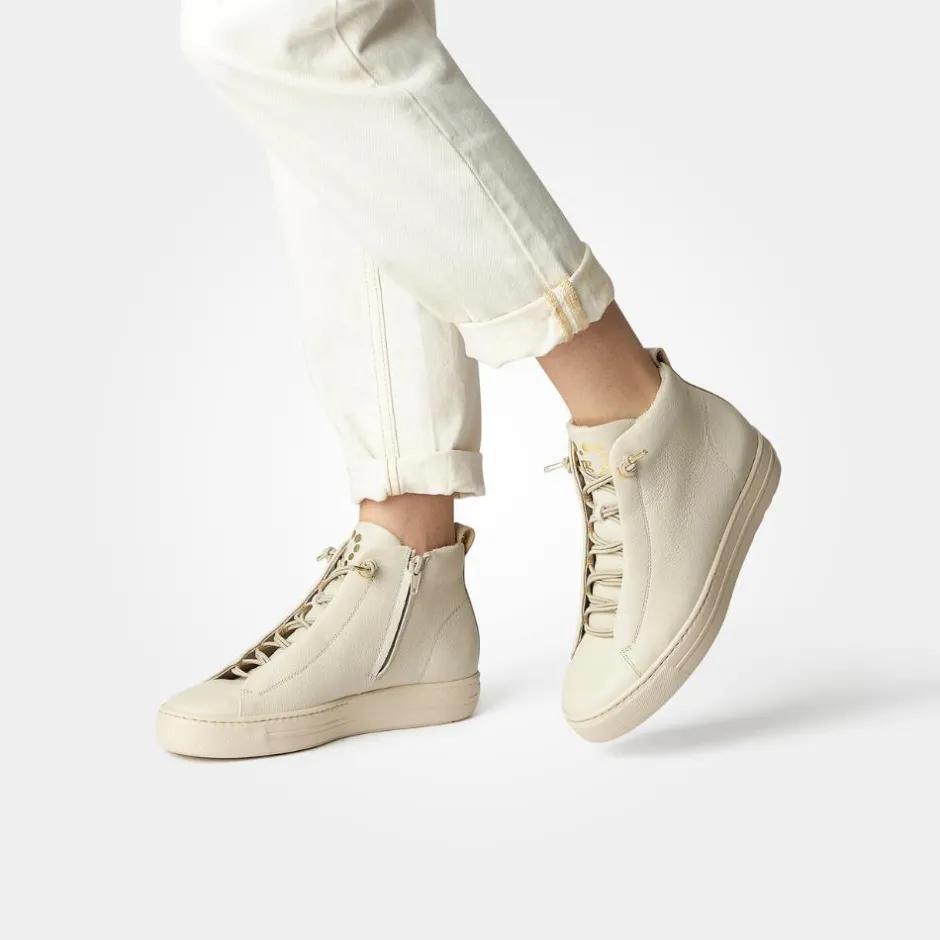 Women Paul Green Hidden Bungee Lace Hi Top - Biscuit Leather