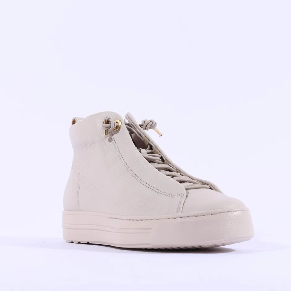 Women Paul Green Hidden Bungee Lace Hi Top - Biscuit Leather