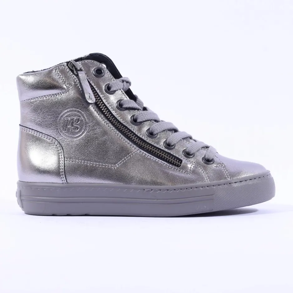 Women Paul Green Side Zip Hi Top Ankle Boot - Gun Metal