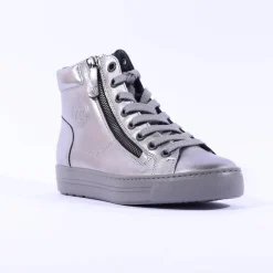Women Paul Green Side Zip Hi Top Ankle Boot - Gun Metal