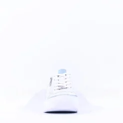 Women Caprice Peggy Side Zip Comfort Trainer - White Light Blue Leather