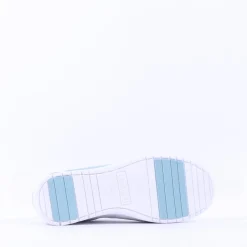 Women Caprice Peggy Side Zip Comfort Trainer - White Light Blue Leather
