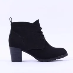 Women Marco Tozzi Pesa Lace Up Block Heel Boot - All Black