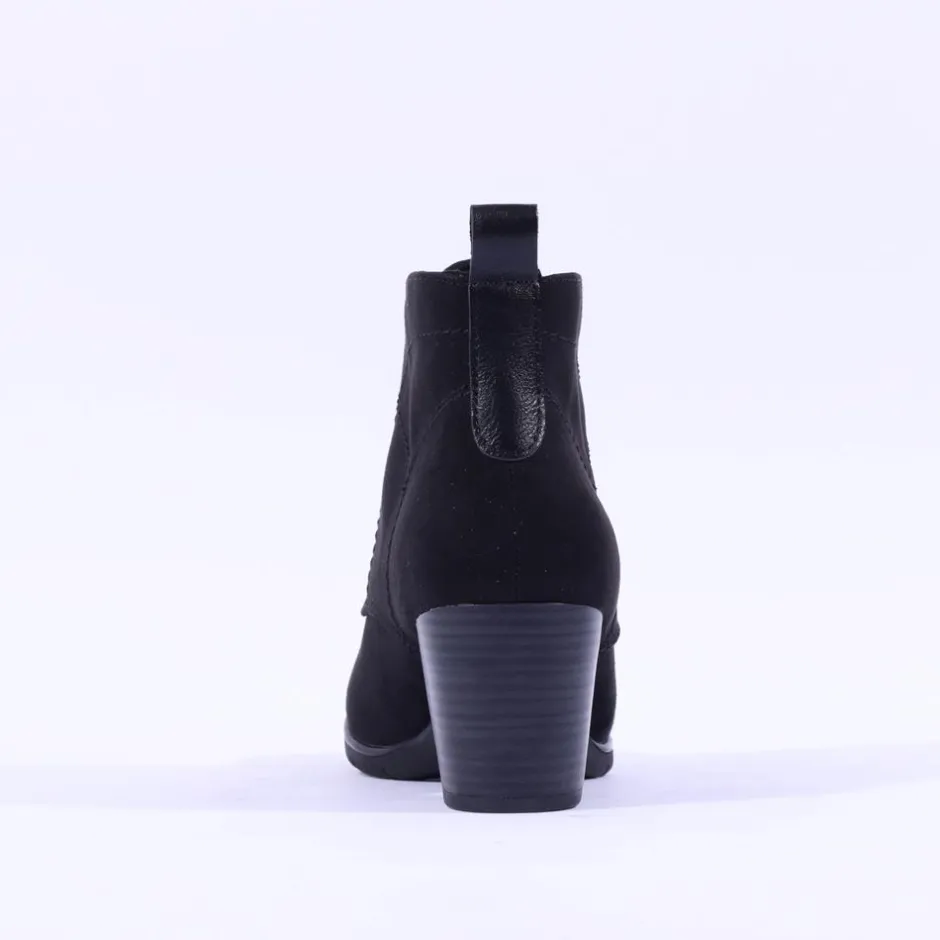Women Marco Tozzi Pesa Lace Up Block Heel Boot - All Black