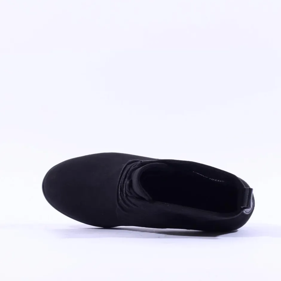 Women Marco Tozzi Pesa Lace Up Block Heel Boot - All Black