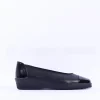 Women Gabor Petunia Patent Toe Cap Wedge - Black Leather