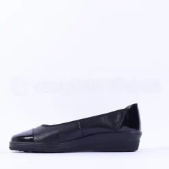 Women Gabor Petunia Patent Toe Cap Wedge - Black Leather