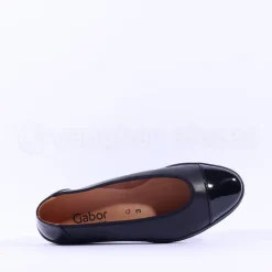 Women Gabor Petunia Patent Toe Cap Wedge - Black Leather