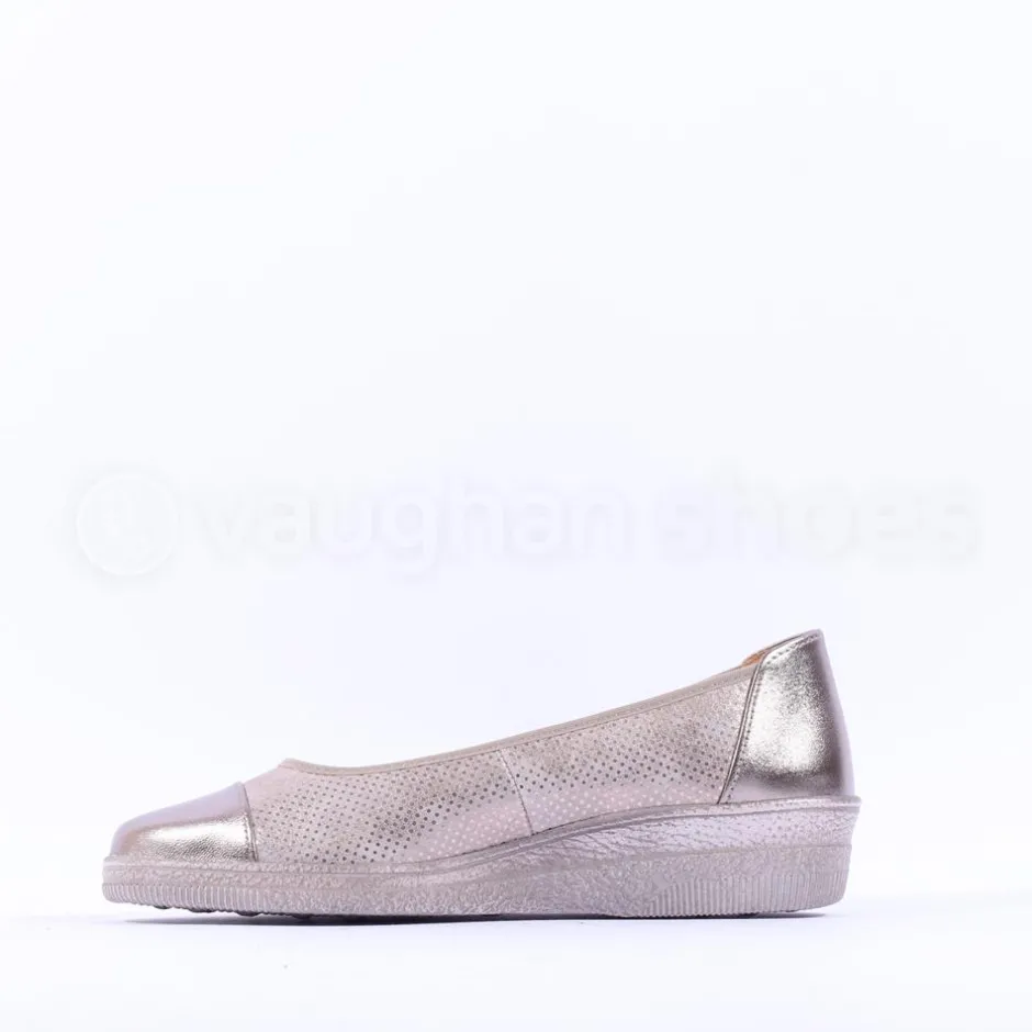 Women Gabor Petunia Toe Cap Low Wedge - Gold Metallic