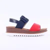 Women Heavenly Feet Pistachio Wedge Sandal - Navy Red