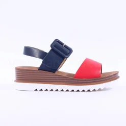 Women Heavenly Feet Pistachio Wedge Sandal - Navy Red