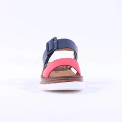 Women Heavenly Feet Pistachio Wedge Sandal - Navy Red