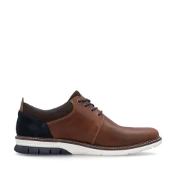 Rieker Men Plain Toe Laced Casual Shoe - Brown Leather
