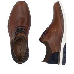 Rieker Men Plain Toe Laced Casual Shoe - Brown Leather