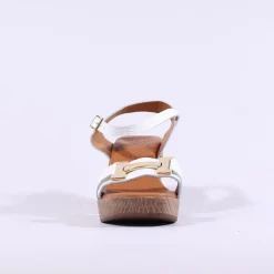 Women Oh My Sandals Platform Block Heel Link - White Gold