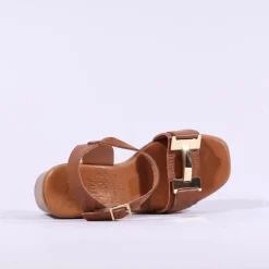Women Oh My Sandals Platform Block Heel Link - Cognac
