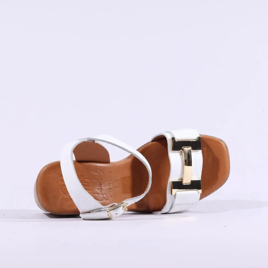 Women Oh My Sandals Platform Block Heel Link - White Gold