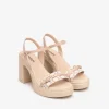 Women NeroGiardini Platform Block Heel Sandal - Nude Combi
