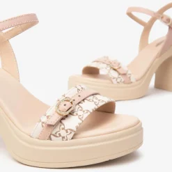 Women NeroGiardini Platform Block Heel Sandal - Nude Combi